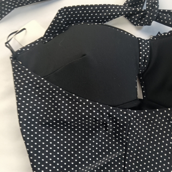 Unique Vintage XL 50'S STYL BEACH BABE Women's Swim Suit NWT BLACK W/ WHITE DOTS - Picture 14 of 16